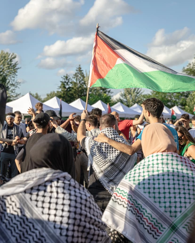 Festival attendees enjoying Palestinian food